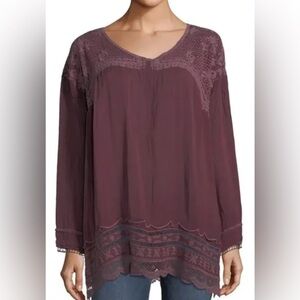 Johnny Was Dark Purple Cupro Top size small
